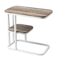 Table basse moderne à 2 niveaux, table d'appoint en bois, table de rangement, table centrale aspect marbre pour salon