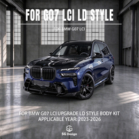 Kit carrosserie en fibre de carbone sèche style LD 2023-2026 pour BMW X7 G07 LCI : Lame avant, calandre, jupes latérales, diffuseur, aileron, pièces automobiles