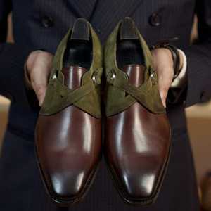 Zapatos formales de negocios de cuero genuino italiano para hombre, con cordones tipo monje, zapatos de caballero, cabeza de caballo - Product Image 5