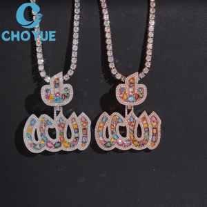 Colgante Personalizado de Moissanita con Diseño de Alá, Chapado en Oro sobre Plata de Ley 925, Corte Fantasía, Joyería Hip Hop - Product Image 1