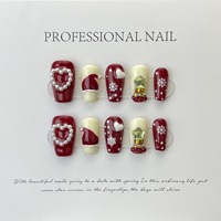 Faux ongles de Noël féeriques à presser – Ambiance festive de Noël, design premium avec motif ciel étoilé, certifiés CE, formes carrées/en C