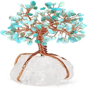 Pierres d'amazonite en cristal de guérison, chakras, arbre de vie naturel, Quartz clair, pour cadeaux de décoration - Product Image 2
