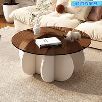 Table basse en verre trempé au design moderne minimaliste et contemporain avec cadre en bois pour salon, bureau à domicile ou école
