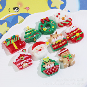 Noël dessin animé arbre <span class=keywords><strong>bonhomme</strong></span> <span class=keywords><strong>de</strong></span> neige couronne wapiti biscuits poupée résine dos plat décor bijoux à bricoler soi-même épingle à cheveux accessoires coque <span class=keywords><strong>de</strong></span> téléphone indésirable - Product Image 6