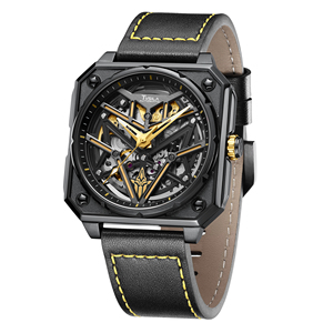 Montre mécanique de luxe pour homme MIGE, boîtier en acier inoxydable, verre saphir, résistance à l'eau 5 BAR, bracelet en cuir véritable, montres squelette - Product Image 1