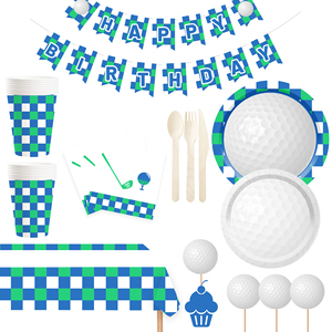 Juego de Vajilla Desechable DAMAI con Tema de Golf en Azul y Blanco, con Platos, Vasos y Servilletas de Papel, para Fiestas de Cumpleaños, para 8 Personas - Product Image 3