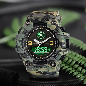 Nuevo reloj deportivo de moda 1818 para hombre 3ATM resistente al agua estilo G impacto Hora <span class=keywords><strong>Mundial</strong></span> horario de verano multifuncional plástico niños - Product Image 3