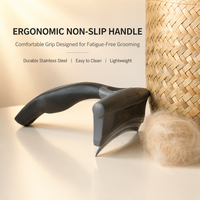 Brosse ergonomique en acier inoxydable pour démêler les poils d'animaux, peigne de toilettage pour chiens et chats, outil de nettoyage, vente en gros