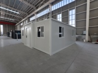 Maison conteneur pliable et mobile en panneaux sandwich, préfabriquée, détachable, avec espace de vie et de bureau intégré, extensible.