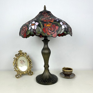 LongHuiJing 16 Inch Stained Glass Multicolored Eco-Friendly Flexible Dome Shade AC E26 Mediterranean Table Lamp - Product Image 4