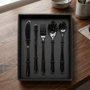 Stainless Steel <b>Cutlery</b> <b>Set</b> With Satin <b>Black</b> Finish - Product Image 2