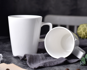 Mug à café en céramique blanche minimaliste avec poignée carrée, logo personnalisé, grande capacité, tasse à café pour hôtel, restaurant, bureau, vente en gros - Product Image 6