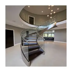 Escalera de espiral decorativa para interiores, escalera curva con diseño moderno de hierro forjado para interiores