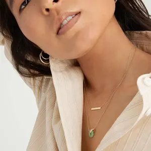 Milskye luxury 925 silver green gemstone calcedonio interlinked rings circle necklace