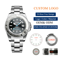 Montre de sport de luxe personnalisable Mouvement mécanique NH35 Acier inoxydable et bracelet en silicone Résistante à l'eau Cadran de 40 mm