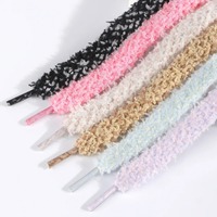 Lacets Plats en Peluche Personnalisés de Haute Qualité, Moelleux, Crantés, Style Décontracté et Tendance
