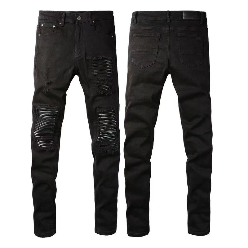 Men s Dark Distressed Denim Jeans