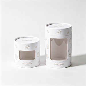 Tube cylindrique en papier kraft en gros avec fenêtre transparente, boîte ronde personnalisée imprimée pour l'emballage de grains de café - Product Image 4