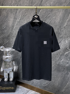 T-shirt à manches courtes unisexe tendance transfrontalière, style streetwear, avec patch géométrique en coton appliqué, coupe ample et polyvalente - Product Image 5