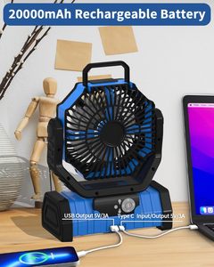 Ventilatore da Tavolo Portatile F6 Ricaricabile 20000mAh con Telecomando, Lanterna LED, Power Bank, Motore Brushless Ultra Silenzioso, in Plastica - Product Image 2