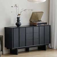 Buffet de style minimaliste du milieu du siècle en chêne massif, meuble polyvalent pour salle à manger, salon, hôtel, restaurant
