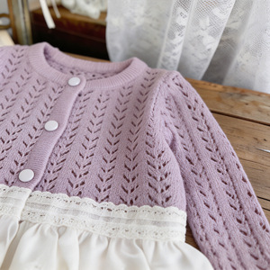 Manteau tricoté pour bébé fille, automne-été, cardigan tendance, haut en maille, vêtements pour bébé fille - Product Image 2