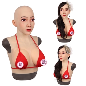 Masque de tête en silicone jeune fille visage seins pour homme à femme avec faux seins pour travesti transexuelle transgenre crosscommode - Product Image 1