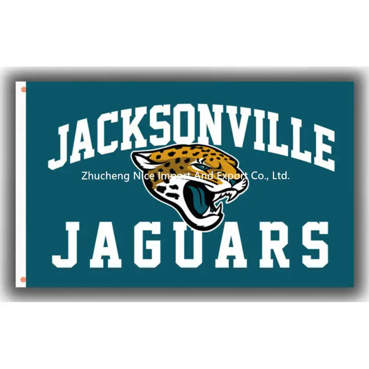 Bandeiras de jacksonville jaguars nfl, bandeiras personalizadas, 3x5 pés, 100% poliéster, usado em super bowl, personalizado, jacksonville jaguars