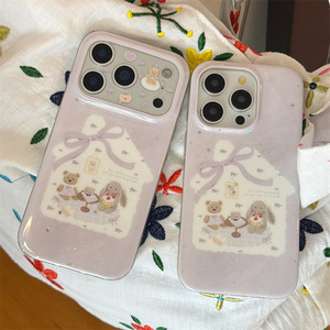 Funda con Patrón de Conejo y Lazo Morado para iPhone 17 Pro Max 16 15 14, Doble Capa de Protección - Product Image 1