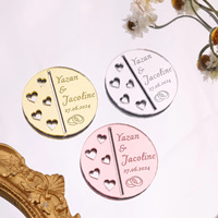 Nouveau pendentif rond en acrylique pour verre à vin, plaque nominative personnalisée pour mariage, miroir, carte de table rouge, fabriqué en Chine