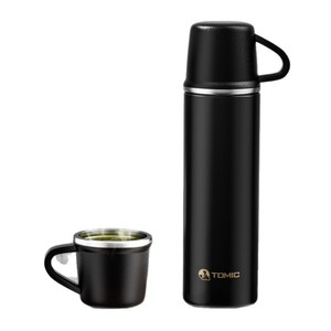 Tomic 316 Stainless Steel Insulated Water <b>Bottle</b> Round Black And White Travel Thermos With Tea Separation Feature - Product Image 4