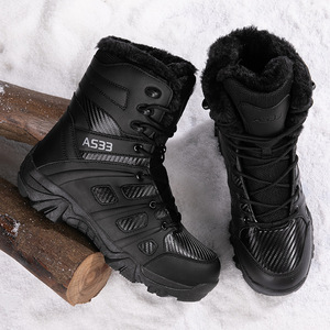 Botas de Nieve AS33 para Hombre, Media Caña, Forro de Piel Cálido, Suela de Goma, Antideslizantes para Senderismo Invernal - Product Image 3