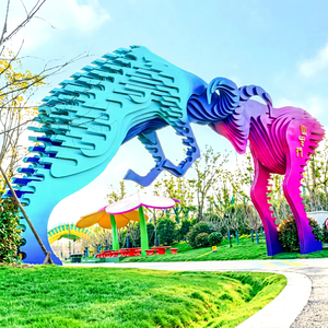 Sculpture d'animal en résine personnalisée, installation artistique extérieure, décor de parc à couches de couleurs - Product Image 1