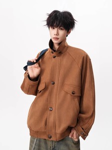 Giacca Vintage Americana in Pelle Scamosciata con Colletto a Contrasto per Uomo, Stile Maillard, Cappotto Casual Oversize per Autunno e Inverno - Product Image 4