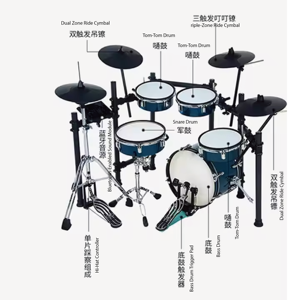 5 TRỐNG 4 Cymbals chuyên nghiệp đã sẵn sàng để chơi trống điện mới bắt đầu - Product Image 4