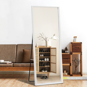 <span class=keywords><strong>Specchio</strong></span> <span class=keywords><strong>a</strong></span> Figura Intera Autoportante con Armadietto Portaoggetti, <span class=keywords><strong>Specchio</strong></span> con Porta in Rattan per Ingresso Casa - Product Image 6