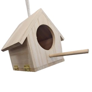 Wooden <b>Bird</b> Feeder Rectangle 15x11.5x14.4cm Durable Hanging Nest For Parrots DIY - Product Image 5