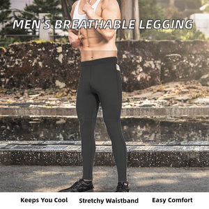 Leggings para Hombre, Último Modelo en Oferta, Algodón/Fibra de Bambú, Transpirables, Cintura Elástica, Cómodos para Yoga, Largos, Diseño Liso - Product Image 2