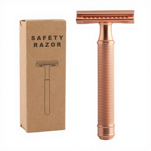 Rose Gold <b>Plastic</b> Free Safety Razor Double <b>Edge</b> Blade Reusable Underarm Use Men's Razor - Product Image 2