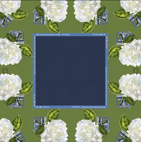 Tapis de mahjong en cuir PU floral vintage 31,5 pouces, motif hortensia, avec dos antidérapant en caoutchouc, tapis de jeu vert à fleurs