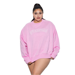 Plus Size Custom Embroidery Letter Logo <b>Back</b> Neck Women's Crew Neck <b>Drop</b> Shoulder Long Sleeve Oversized Polyester/Cotton - Product Image 1