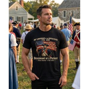 Camiseta Descendant Of A Patriot para hombre, diseño personalizado de antepasados ​​de la guerra revolucionaria americana, manga corta, 100% algodón - Product Image 2