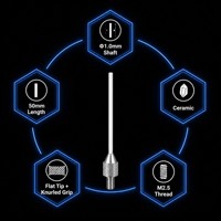 Sonde à pointe plate en céramique SD1.0X50mm, filetage M2.5, stylet de mesure de précision pour indicateur à cadran, pièce de rechange pour micromètre