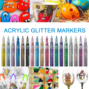 Glitter acrilico marcatore per il mestiere di DIY 12 colori set doppio tip marker 0.7 millimetri extra fine punto di punta <span class=keywords><strong>con</strong></span> bling bling inchiostro - Product Image 2