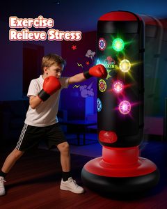 Ensemble <span class=keywords><strong>de</strong></span> boxe pour enfants <span class=keywords><strong>Sac</strong></span> <span class=keywords><strong>de</strong></span> <span class=keywords><strong>frappe</strong></span> Lumière <span class=keywords><strong>de</strong></span> pointage Musique 4 modes <span class=keywords><strong>de</strong></span> jeu Gants gonflables Cadeau d'anniversaire 4-8-12 ans Garçons - Product Image 4
