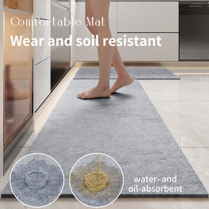 Tapis de cuisine rectangulaire gris non tissé, absorbant, antidérapant, résistant à l'huile, lavable - Product Image 5