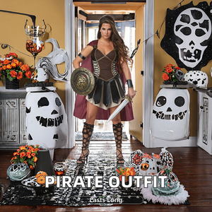 Costume de pirate gothique Captain Jack Sparrow pour Halloween, comprenant une robe et un chapeau - Product Image 2