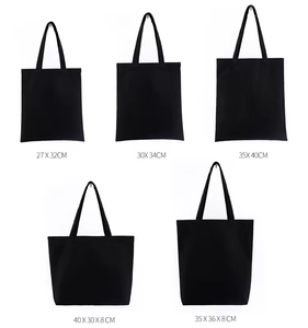 Wholesale <b>Plain</b> Fashion Zipper Cotton Shopping Bag Reusable <b>Canvas</b> Grocery Tote Bag Custom Printed Logo - Product Image 2