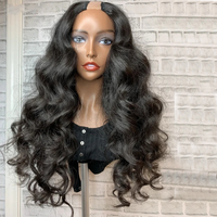 Perruques de cheveux humains en U partie de vague de corps de prix de gros d'usine perruques complètes de Machine perruques de cheveux vierges Non de dentelle pour les femmes