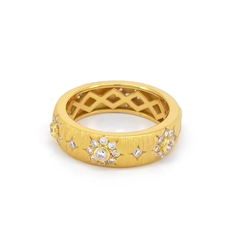 Oro semplice abbinamento delicato anello piccolo S925 argento 18k placcato oro spazzolato anello di Design aperto